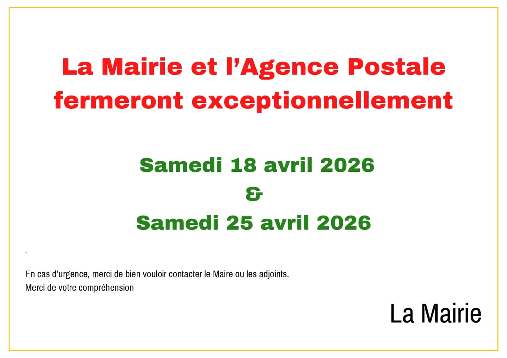 Fermetures mairie